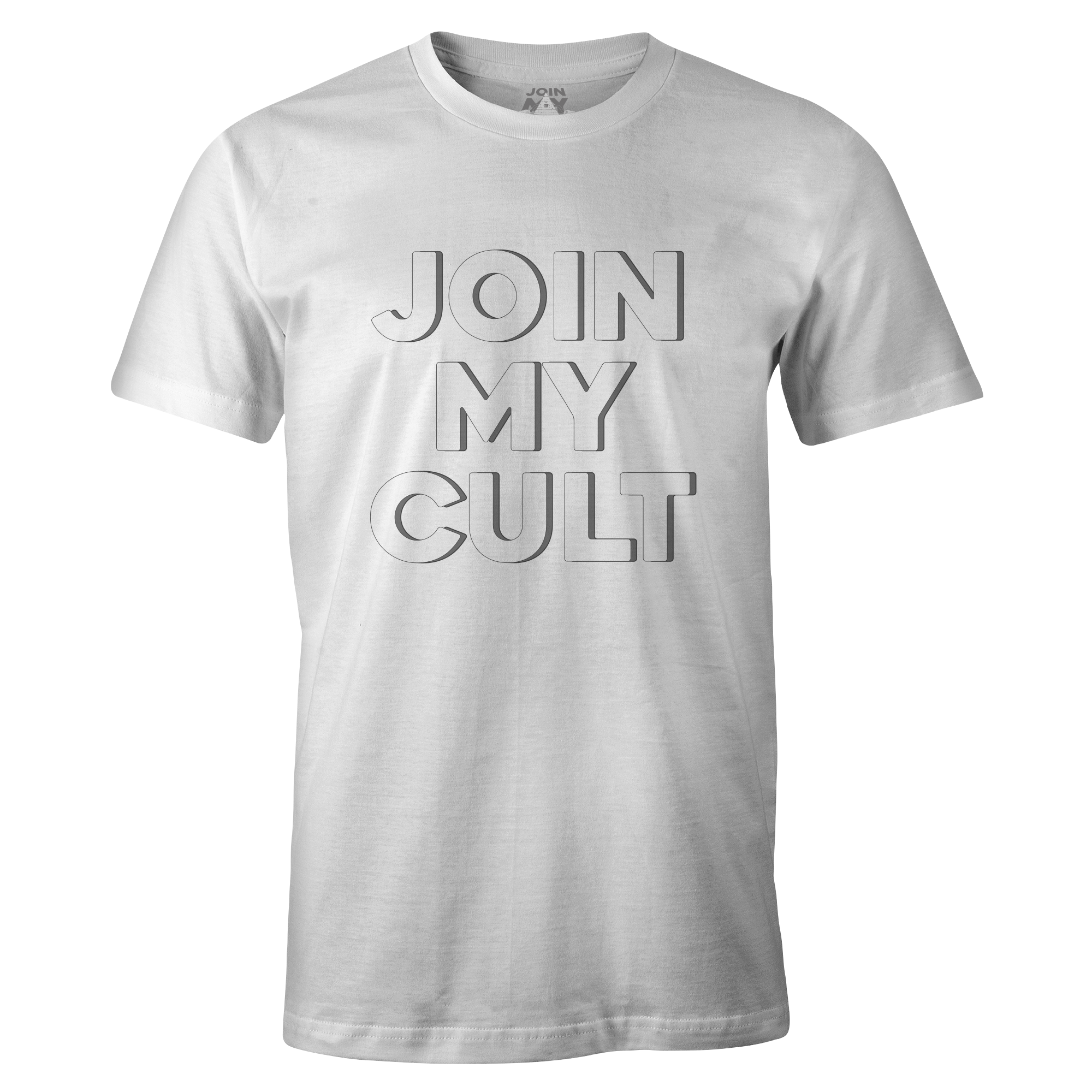 Join My Cult Logo T-Shirt White and Grey join-my-cult-logo-tee-grey-on-white-front-w-label